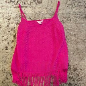 New without tags, fuchsia, Lilly Pulitzer, tank with fringe hem detail